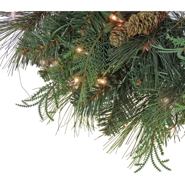 National Tree Company First Traditions PreLit North Conway Christmas Wreath with Pinecones and Frost Warm White LED Lights Battery Powered 24 inNational Tree Company First Traditions PreLit North Conway Christmas Wreath with Pinecones and Frost Warm White LED Lights Battery Powered 24 in