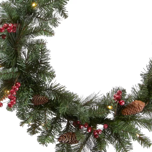 National Tree Company PreLit Artificial Christmas Garland and Wreath Bundle Green Crestwood Spruce White LightsBattery Operated