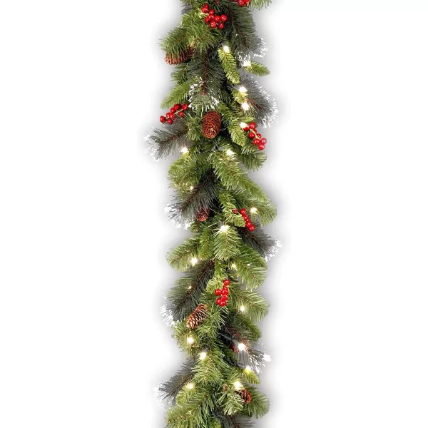 National Tree Company PreLit Artificial Christmas Garland and Wreath Bundle Green Crestwood Spruce White LightsBattery Operated