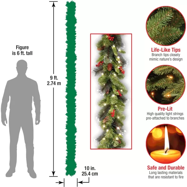 National Tree Company PreLit Artificial Christmas Garland and Wreath Bundle Green Crestwood Spruce White LightsBattery Operated