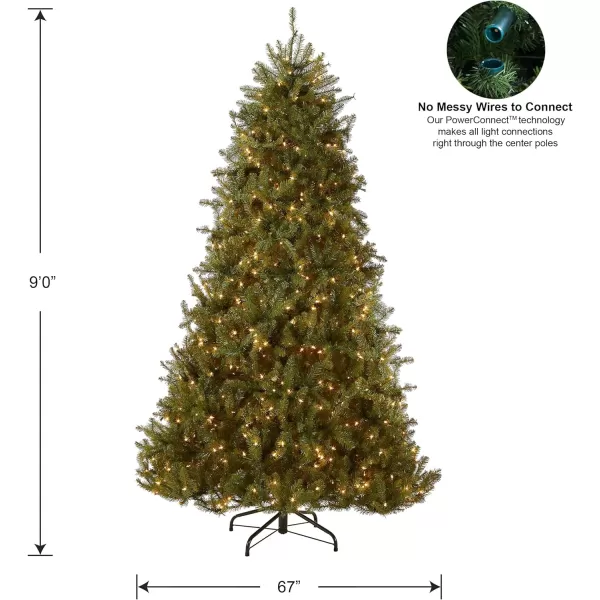 National Tree Company PreLit Artificial Full Christmas Tree Green Dunhill Fir Clear Lights Includes PowerConnect and Stand 9 Feet9 ft Tree