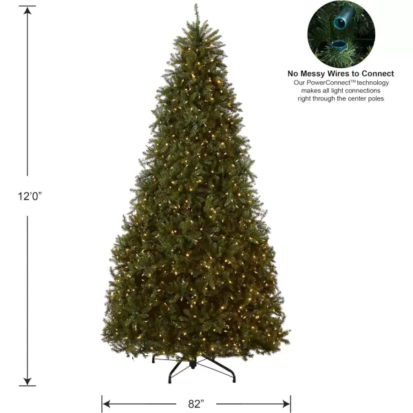 National Tree Company PreLit Artificial Full Christmas Tree Green Dunhill Fir Dual Color LED Lights Includes PowerConnect and Stand 75 Feet12 ft Christmas Tree