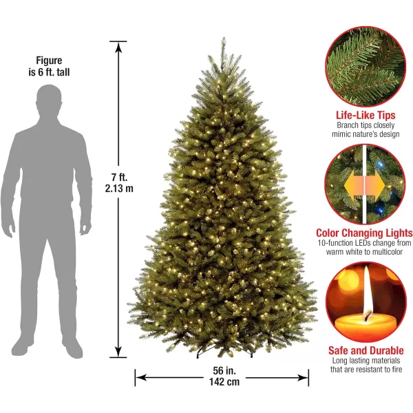 National Tree Company PreLit Artificial Full Christmas Tree Green Dunhill Fir Dual Color LED Lights Includes PowerConnect and Stand 75 Feet7 ft Christmas Tree  Christmas Wreath Green