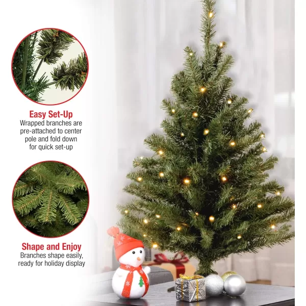 National Tree Company PreLit Artificial Mini Christmas Tree Green Kincaid Spruce White Lights Includes Stand 4 Feet3 ft Tree