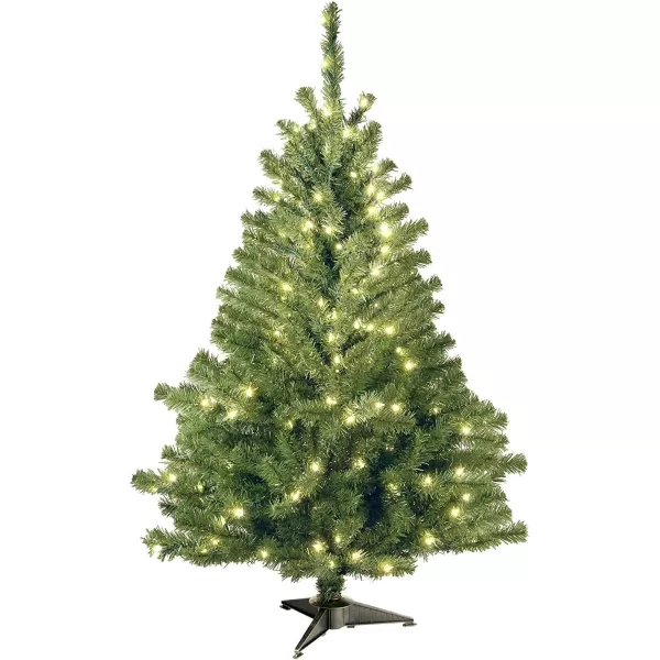 National Tree Company PreLit Artificial Mini Christmas Tree Green Kincaid Spruce White Lights Includes Stand 4 Feet4 ft Tree  Christmas Tree White Tinsel