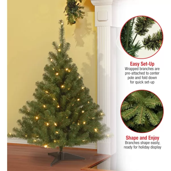 National Tree Company PreLit Artificial Mini Christmas Tree Green Kincaid Spruce White Lights Includes Stand 4 Feet4 ft Tree  Christmas Tree White Tinsel