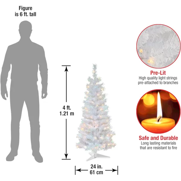 National Tree Company PreLit Artificial Mini Christmas Tree Green Kincaid Spruce White Lights Includes Stand 4 Feet4 ft Tree  Christmas Tree White Tinsel