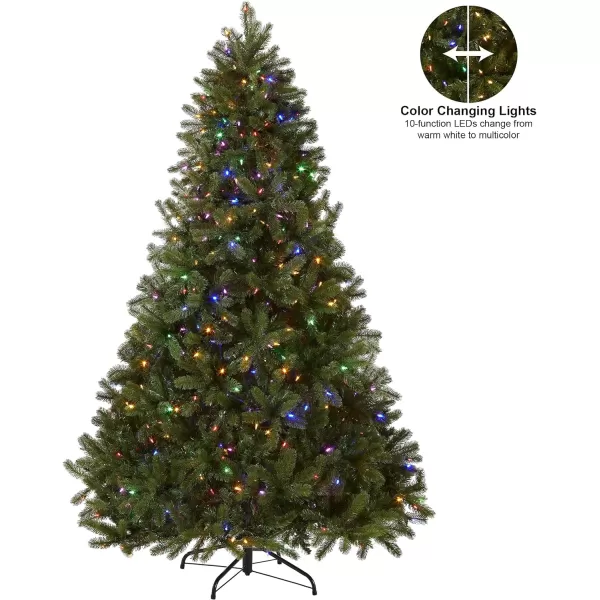 National Tree Company PreLit Feel Real Artificial Full Downswept Christmas Tree Green Douglas Fir Dual Color LED Lights Includes PowerConnect and Stand 65 Feet75 ft