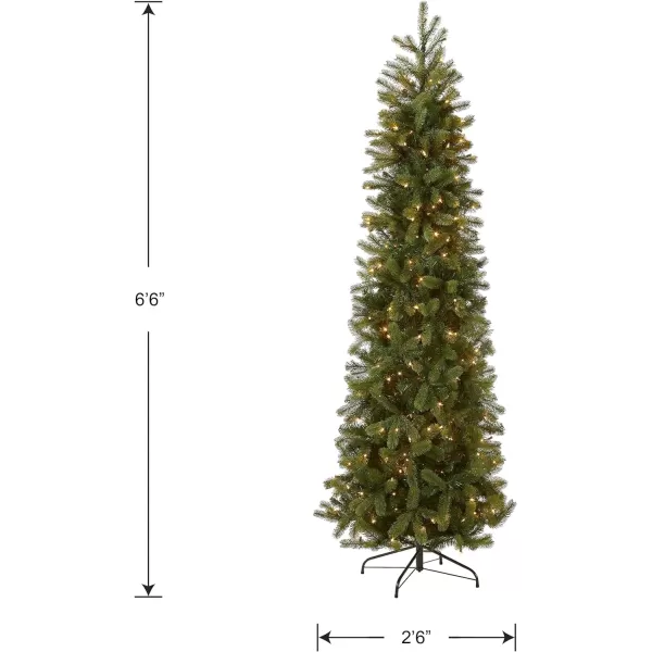 National Tree Company PreLit Feel Real Artificial Slim Downswept Christmas Tree Green Douglas Fir White Lights Includes Stand 75 feet65 ft