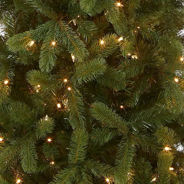 National Tree Company PreLit Feel Real Artificial Slim Downswept Christmas Tree Green Douglas Fir White Lights Includes Stand 75 feet65 ft