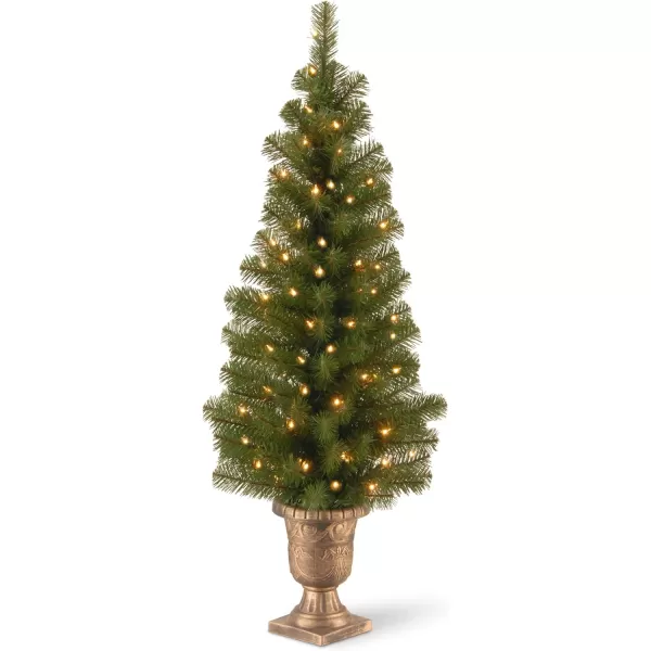 National Tree Company Prelit Artificial Christmas Tree For Entrances  Includes Prestrung White Lights and Stand  Montclair Spruce  5 ft4 ft Tree  Christmas Garland Green