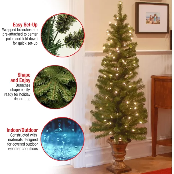 National Tree Company Prelit Artificial Christmas Tree For Entrances  Includes Prestrung White Lights and Stand  Montclair Spruce  5 ft5 ft Tree