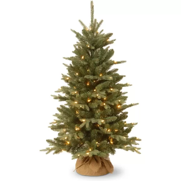 National Tree Company Prelit Artificial Mini Christmas Tree  Includes Small Lights and Cloth Bag Base  Kensington Burlap  4 ftTrees  Trees Green Burlap4 ft