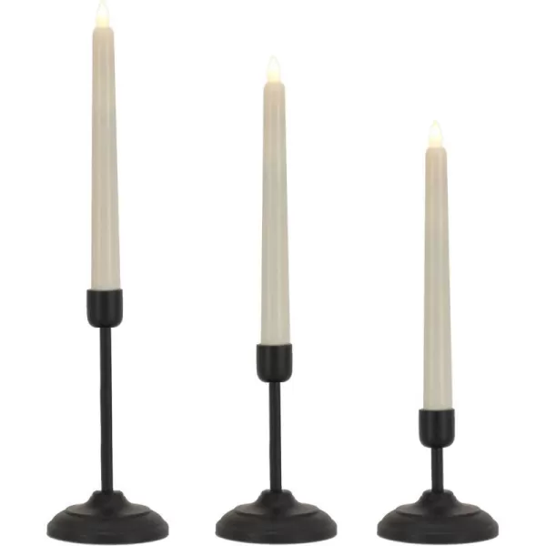 HGTV Home Collection Set of 3 Heritage Flameless Candles With Remote Black with Warm White LED Lights Battery Powered 16 inHGTV Home Collection Set of 3 Heritage Flameless Candles With Remote Black with Warm White LED Lights Battery Powered 16 in