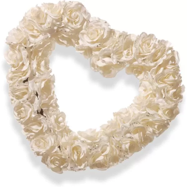 National Tree 17 Inch White Rose Heart Wreath RAWHQ05A1National Tree 17 Inch White Rose Heart Wreath RAWHQ05A1