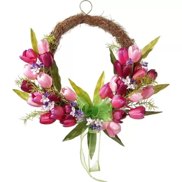 National Tree 20 Tulip Twig Wreath PinkNational Tree 20 Tulip Twig Wreath Pink