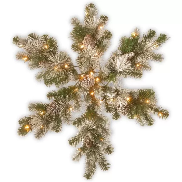 National Tree 32 Inch Snow Capped Mountain Pine Snowflake with Cones and 50 Battery Operated Warm White LED Lights with Timer SCM130032SB1National Tree 32 Inch Snow Capped Mountain Pine Snowflake with Cones and 50 Battery Operated Warm White LED Lights with Timer SCM130032SB1