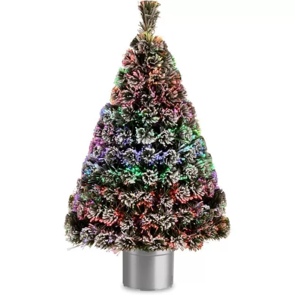 National Tree 48 Inch Fiber Optic Flocked Evergreen Tree with Multicolored Lights in Silver Base SZEF7100L361National Tree 48 Inch Fiber Optic Flocked Evergreen Tree with Multicolored Lights in Silver Base SZEF7100L361