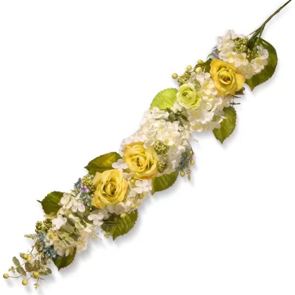 National Tree 48 Inch Floral Garland with Roses Hydrangeas and Mixed Flowers RAS600151White No Size