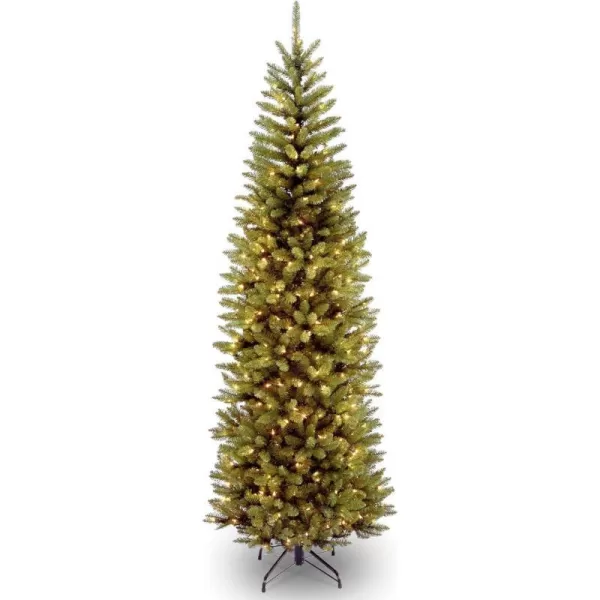 National Tree Company Artificial PreLit Slim Christmas Tree Green Kingswood Fir Dual Color LED Lights Includes Stand 75 Feet7 ft