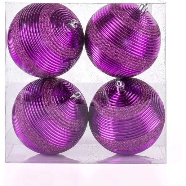 National Tree Company First Traditions Christmas Tree Ornaments Purple with Glitter Stripes Set of 6National Tree Company First Traditions Christmas Tree Ornaments Purple with Glitter Stripes Set of 6