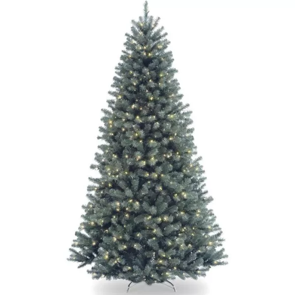 National Tree Company PreLit Artificial Full Christmas Tree Blue North Valley Spruce White Lights Includes Stand 65 feet75 ft