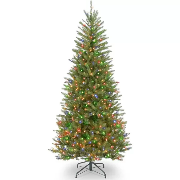 National Tree Company PreLit Artificial Slim Christmas Tree Green Dunhill Fir Multicolor Lights Includes Stand 65 Feet65 ft