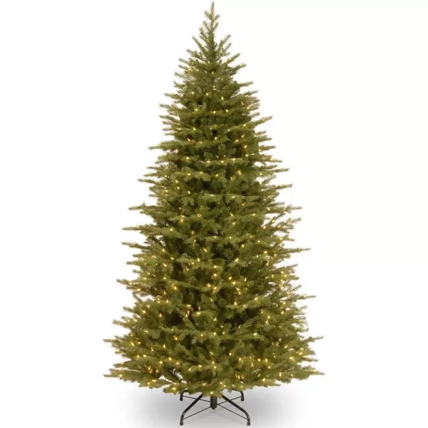 National Tree Company PreLit Feel Real Artificial Slim Christmas Tree Green Nordic Spruce Dual Color LED Lights Includes Stand 75 feet75 ft