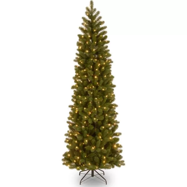 National Tree Company PreLit Feel Real Artificial Slim Downswept Christmas Tree Green Douglas Fir White Lights Includes Stand 75 feet75 ft