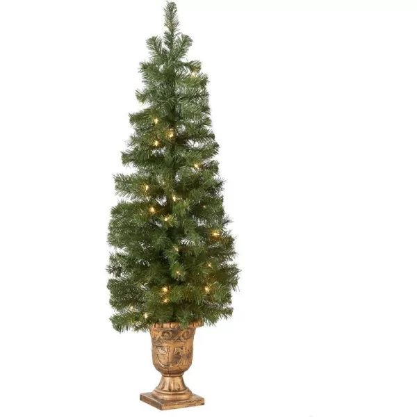 National Tree Company Prelit Artificial Christmas Tree For Entrances  Includes Prestrung White Lights and Stand  Montclair Spruce  5 ft4 ft Tree