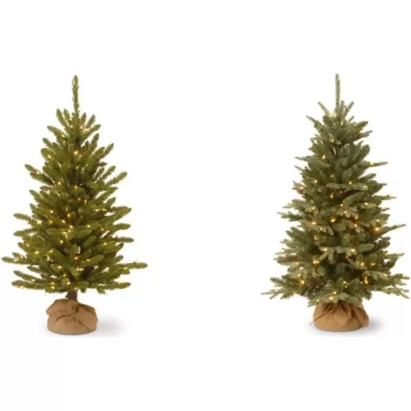 National Tree Company Prelit Artificial Mini Christmas Tree  Includes Small Lights and Cloth Bag Base  Kensington Burlap  4 ftTrees  Trees Green Burlap4 ft