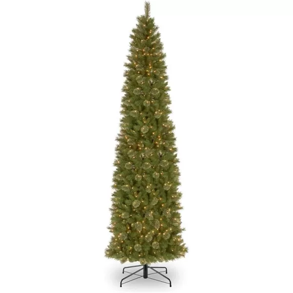 National Tree Company Tacoma Pine 12 Foot Prelit Slim Artificial Christmas Holiday Tree with White Lights Metal Stand and Easy Assembly Green12 ft