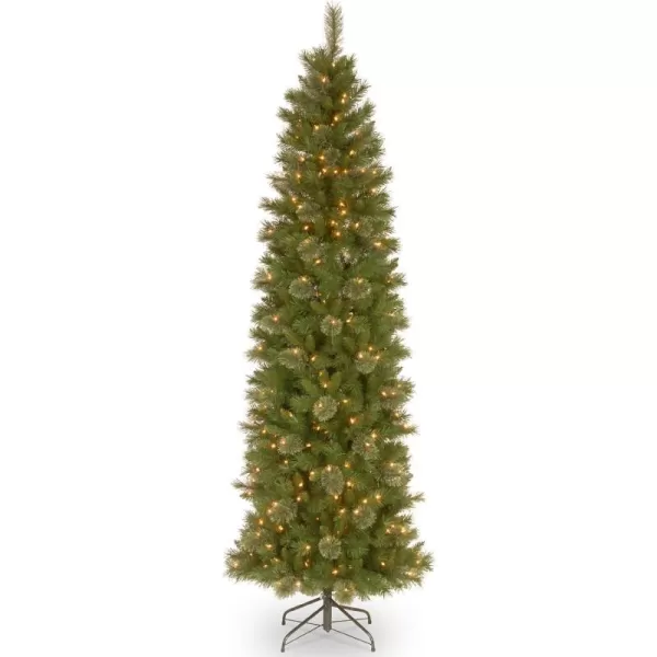 National Tree Company Tacoma Pine 12 Foot Prelit Slim Artificial Christmas Holiday Tree with White Lights Metal Stand and Easy Assembly Green6 5 ft