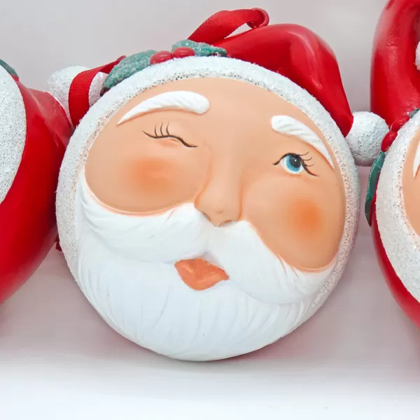 HGTV Home Collection 3 Whimsical Santa Ornaments 4inHGTV Home Collection 3 Whimsical Santa Ornaments 4in