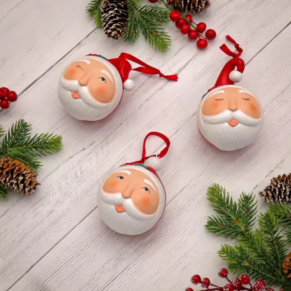 HGTV Home Collection 3 Whimsical Santa Ornaments 4inHGTV Home Collection 3 Whimsical Santa Ornaments 4in