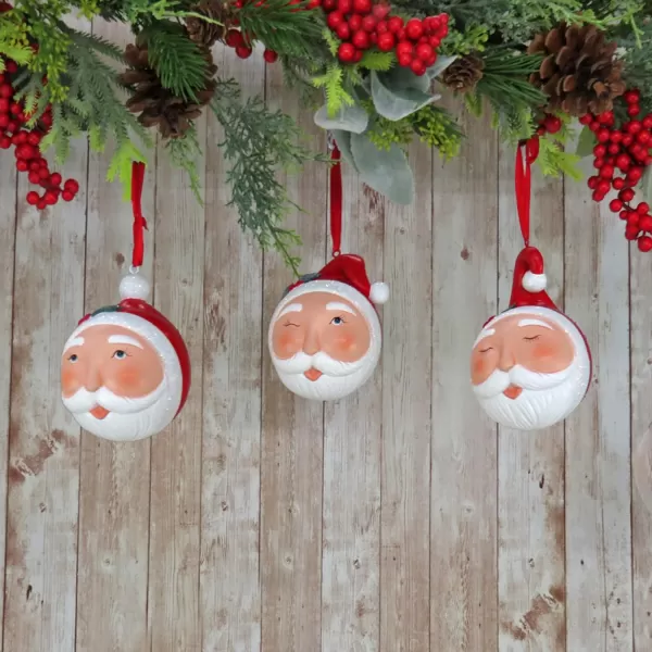 HGTV Home Collection 3 Whimsical Santa Ornaments 4inHGTV Home Collection 3 Whimsical Santa Ornaments 4in