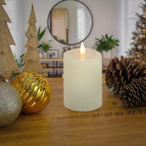 HGTV Home Collection Georgetown Real Motion Flameless Candle With Remote Ivory with Warm White LED Lights Battery Powered 10 inHGTV Home Collection Georgetown Real Motion Flameless Candle With Remote Ivory with Warm White LED Lights Battery Powered 10 in