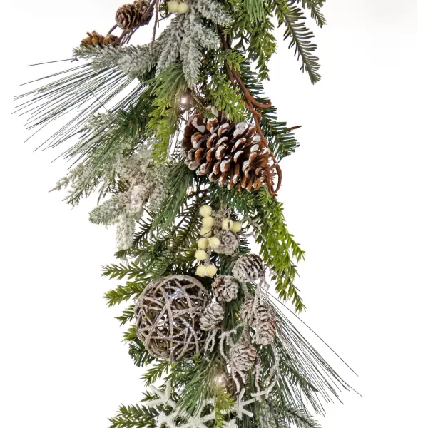 HGTV Home Collection Pre Lit Artificial Christmas Wreath Mixed Branch Tips Decorated with Pinecones Berries Snowflakes and Ornaments Battery Powered 28 InchesHGTV Home Collection Pre Lit Artificial Christmas Wreath Mixed Branch Tips Decorated with Pinecones Berries Snowflakes and Ornaments Battery Powered 28 Inches