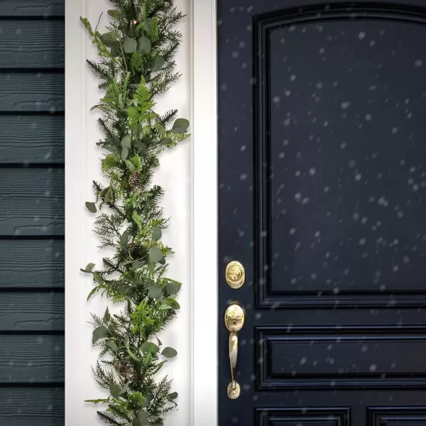 HGTV Home Collection PreLit Winter Garden Artificial Garland with Pinecones and Fern Fronds Battery Operated with Timer HGTV Home Collection Green 9 ftHGTV Home Collection PreLit Winter Garden Artificial Garland with Pinecones and Fern Fronds Battery Operated with Timer HGTV Home Collection Green 9 ft