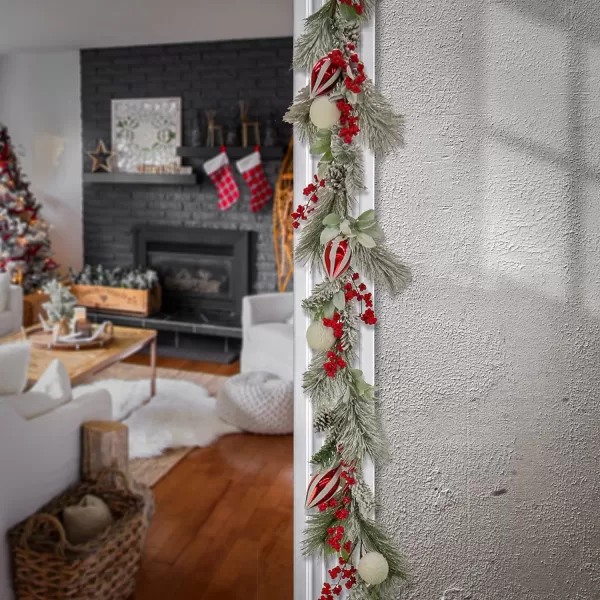 HGTV Home Collection Unlit Artificial Christmas Garland SnowDusted Mixed Branch Tips Flexible Vine Base Unlit 6 FeetHGTV Home Collection Unlit Artificial Christmas Garland SnowDusted Mixed Branch Tips Flexible Vine Base Unlit 6 Feet