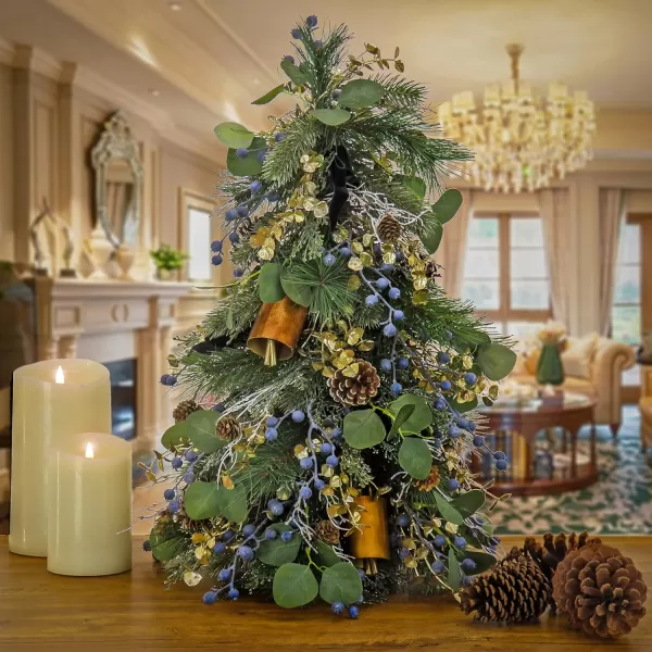 HGTV Home Collection Unlit Swiss Chic Artificial Topiary Tree with Pinecones Berries and Bells Unlit HGTV Home Collection Blue 26inHGTV Home Collection Unlit Swiss Chic Artificial Topiary Tree with Pinecones Berries and Bells Unlit HGTV Home Collection Blue 26in