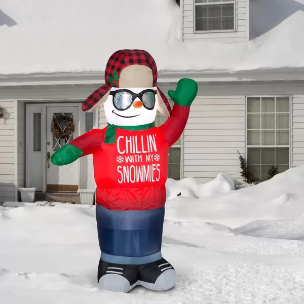 National Tree Company 6 ft Inflatable Animated Chillin Snowman RedNational Tree Company 6 ft Inflatable Animated Chillin Snowman Red