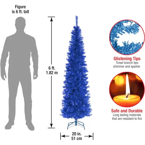 National Tree Company Artificial Christmas Tree Purple Tinsel Includes Stand 6 feetBlue Christmas Tree