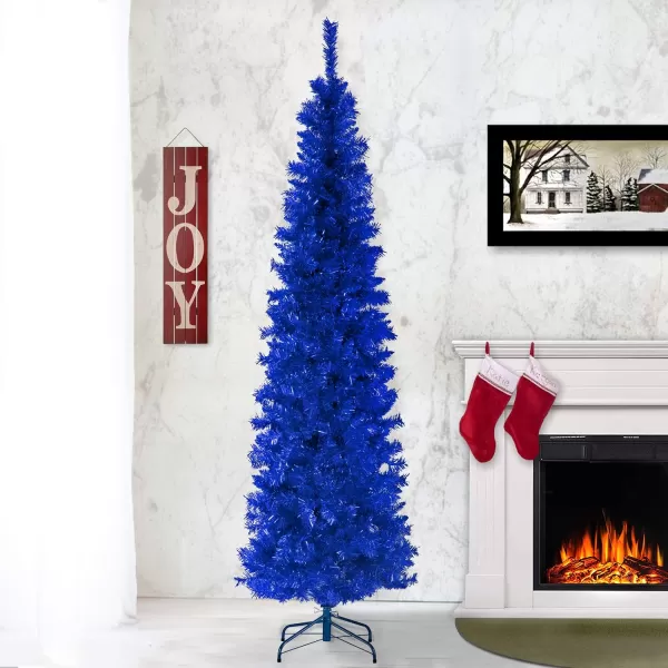 National Tree Company Artificial Christmas Tree Purple Tinsel Includes Stand 6 feetBlue Christmas Tree