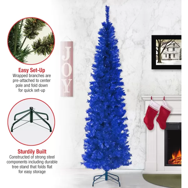 National Tree Company Artificial Christmas Tree Purple Tinsel Includes Stand 6 feetBlue Christmas Tree