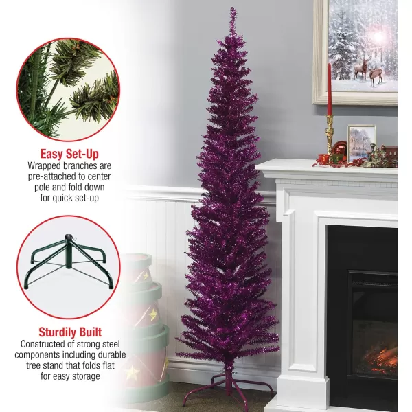 National Tree Company Artificial Christmas Tree Purple Tinsel Includes Stand 6 feetPurple Christmas Tree