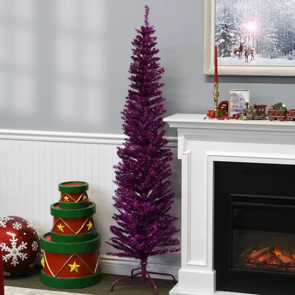 National Tree Company Artificial Christmas Tree Purple Tinsel Includes Stand 6 feetPurple Christmas Tree