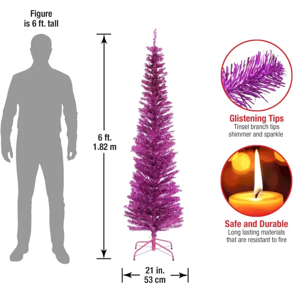 National Tree Company Artificial Christmas Tree Purple Tinsel Includes Stand 6 feetPurple Christmas Tree