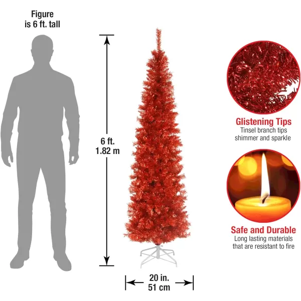 National Tree Company Artificial Christmas Tree Purple Tinsel Includes Stand 6 feetRed Christmas Tree