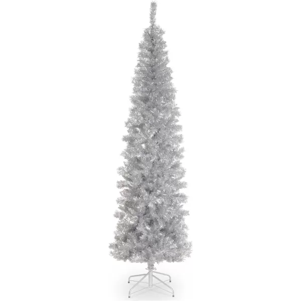 National Tree Company Artificial Christmas Tree Purple Tinsel Includes Stand 6 feetSilver Christmas Tree  Artificial Trees Silver 3 feet